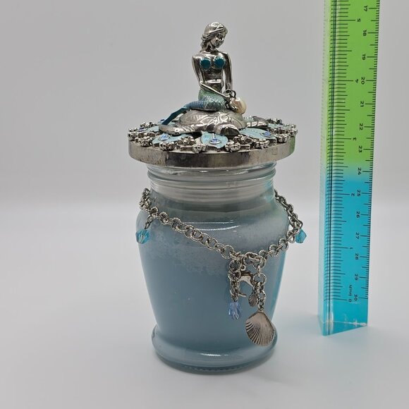 Kirks Folly Scented Candle with Silver Blue Mermaid on Turtle Lid and Bracelet - Picture 8 of 8